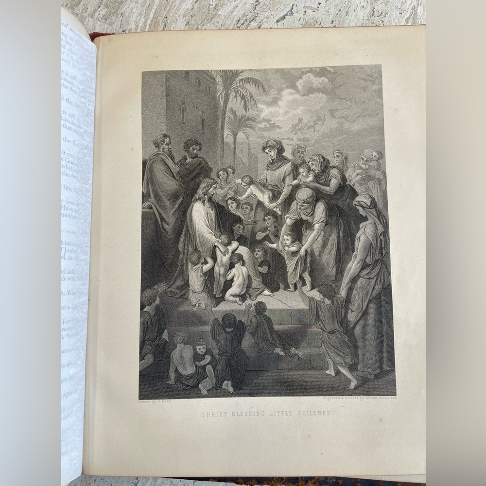 Antique 1879 Leather Family Pictorial Holy Bible G. Dore-Illman Brothers - Picture 13 of 16